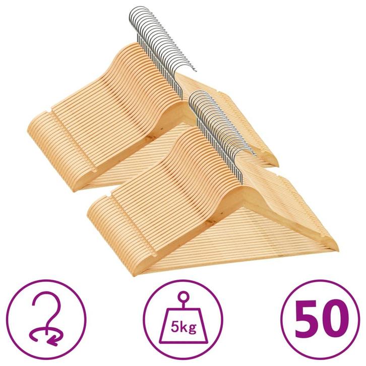 vidaXL 50-delige Kledinghangerset anti-slip hardhout, Huis en Inrichting, Kasten | Kleerkasten, Nieuw, Verzenden