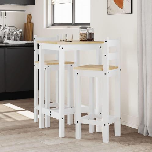 vidaXL 3-delige Barset massief grenenhout wit, Huis en Inrichting, Complete eetkamers, Nieuw, Verzenden