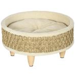 TRUUSK Verhoogd Hondenbed Rond 48x48x24.5 cm - Zeegras Touw, Verzenden, Nieuw