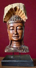 Großer Buddha Kopf auf Sockel - Baum Skulptur - 54cm und 4kg