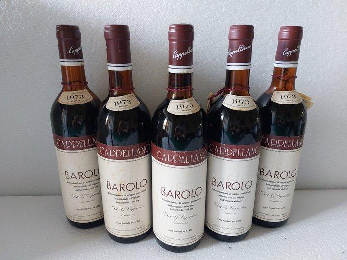 1973 Cappellano - Barolo - 5 Flessen (0.75 liter), Verzamelen, Wijnen