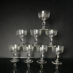 Drinkset (8) - Geëtste heldere kommen - Meander-motief, Antiek en Kunst