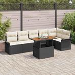 vidaXL Tuinbank Set met opslag 7 pcs Zwart Poly rattan, Verzenden, Nieuw