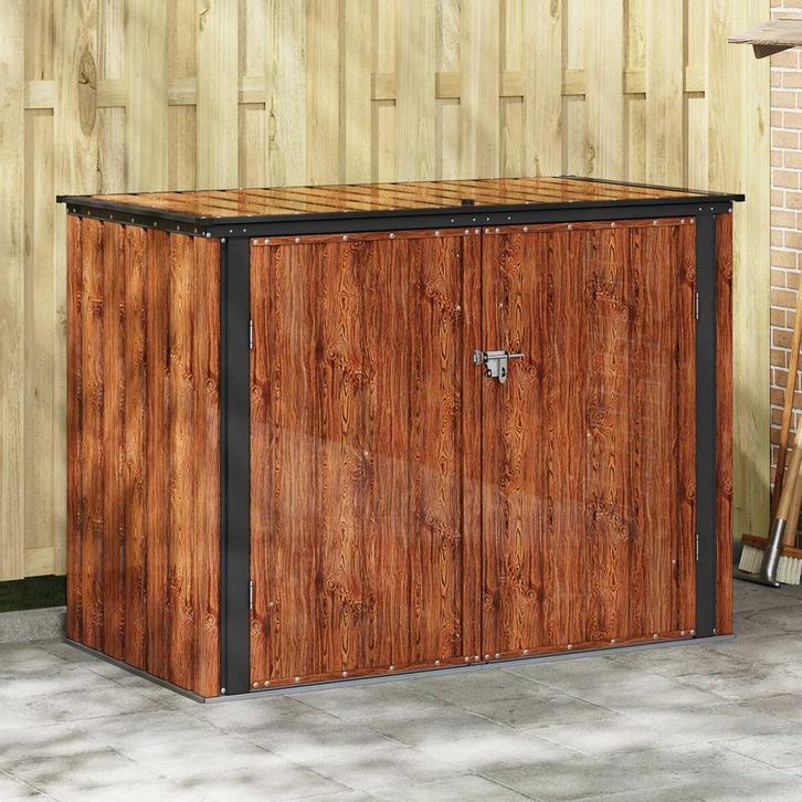 vidaXL Tuinopslagdoos Bruin 151,5 x 82 x 110,5 cm Staal, Tuin en Terras, Tuinhuizen, Nieuw, Verzenden