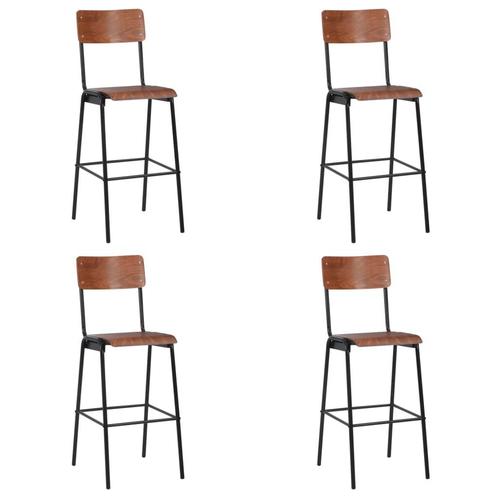 vidaXL Barstoelen 4 st massief multiplex staal, Huis en Inrichting, Barkrukken, Nieuw, Verzenden