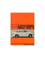 1967 ALFA ROMEO GIULIA 1300 INSTRUCTIEBOEKJE ENGELS, Ophalen of Verzenden