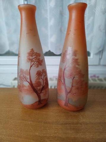 Auguste Leune - paire de grands vases - art nouveau - Vase -