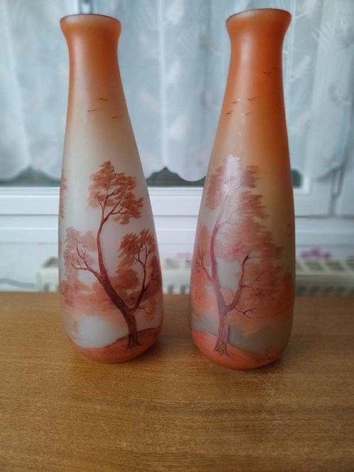 Auguste Leune - paire de grands vases - art nouveau - Vase -, Antiek en Kunst, Antiek | Glaswerk en Kristal