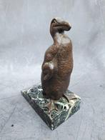 Beeldje - Pinguïn als boekensteun - Brons op marmer, Antiek en Kunst