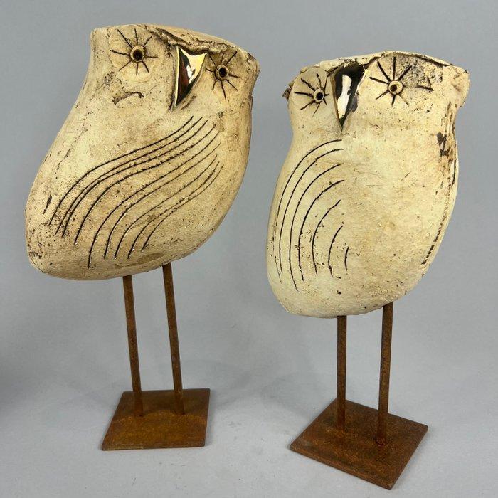 Ewa Budzowska - NO RESERVE- 2 BIG OWL- (with 24carat gold), Antiek en Kunst, Kunst | Designobjecten