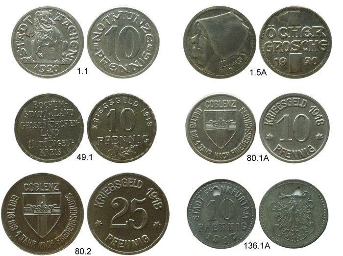 Duitsland, Notgeld Aachen tot Worms. Various Denominations,, Postzegels en Munten, Munten | Europa | Niet-Euromunten