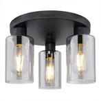 Moderne Plafondlamp zwart smoked glas 3 x E27 fitting Cuba, Huis en Inrichting, Verzenden, Nieuw