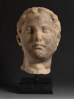 Oud-Romeins Marmer Portret Hoofd van een jonge jongen. 20 cm, Verzamelen