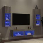 vidaXL Unités murales TV avec LED 6 pcs gris sonoma bois, Maison & Meubles, Armoires | Mobilier de télévision, Neuf, Verzenden