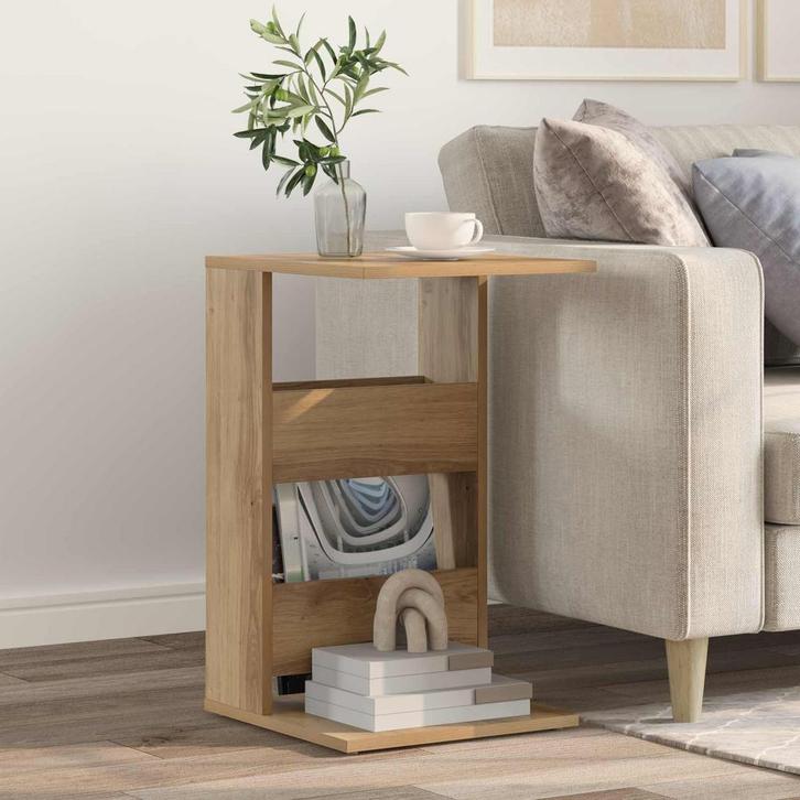 vidaXL Bijzettafel Artisan Eiken 40 x 35 x 60,5 cm Bewerkt, Huis en Inrichting, Tafels | Bijzettafels, Nieuw, Verzenden