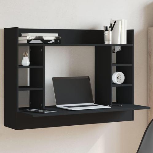 vidaXL Wandbureau 105x48x75 cm bewerkt hout zwart, Huis en Inrichting, Bureaus, Nieuw, Verzenden