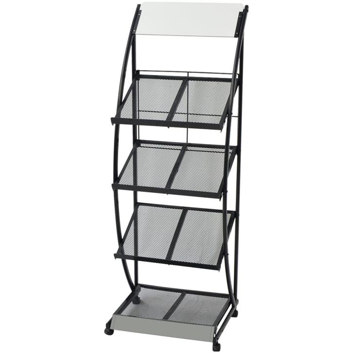 vidaXL Tijdschriftenrek zwart en wit 47x40x134 cm A4, Huis en Inrichting, Woonaccessoires | Krantenbakken en Lectuurbakken, Nieuw