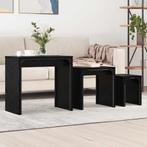vidaXL Nest Koffietafel 3 pcs Zwart eiken 60 x 35 x 56 cm, Huis en Inrichting, Verzenden, Nieuw