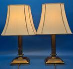 Paar Tischlampen – Messing, kannelierte Säulen – mit, Antiek en Kunst