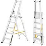 Professionele Aluminium Ladder - 5 treden - 150 kg belast..., Doe-het-zelf en Bouw, Ladders en Trappen, Nieuw, Ophalen of Verzenden