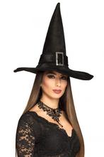 Hoge Heksenhoed Zwart Heks Hoed Fluweel Halloween Band Gesp, Kleding | Dames, Ophalen of Verzenden, Nieuw