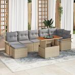 vidaXL 8-delige tuin eetset met kussens in beige poly rattan, Tuin en Terras, Verzenden, Nieuw