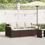 vidaXL Tuinbank 3-zits met kussens poly rattan bruin, Tuin en Terras, Tuinsets en Loungesets, Verzenden, Nieuw