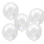 Doorzichtige Confetti Ballonnen Wit 30cm 5st, Verzenden