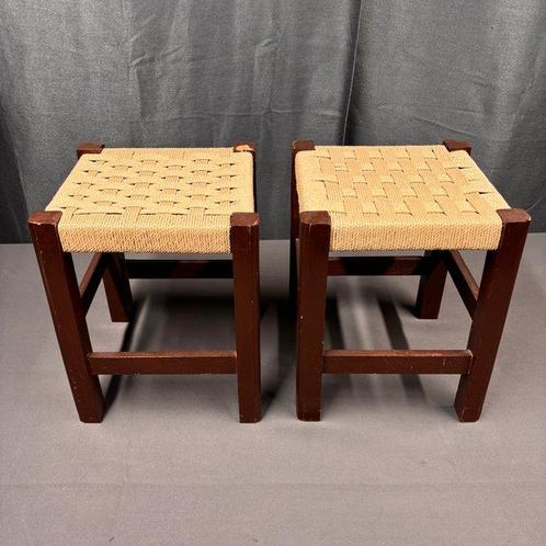 Kruk - Scandinavisch desgin. - Hout, Touw. - Set krukjes,, Antiek en Kunst, Kunst | Designobjecten
