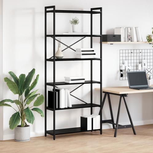 vidaXL Boekenkast Zwart eiken 80 x 30 x 188 cm Bewerkt hout, Huis en Inrichting, Kasten | Boekenkasten, Nieuw, Verzenden