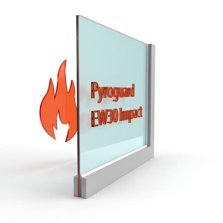 Enkel glas Pyroguard Satijn EW30 Impact (stalen constructie), Doe-het-zelf en Bouw, Glas en Ramen, Nieuw, Verzenden