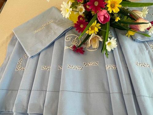 pizzo tombolo e ricami monogramma fatti a mano - Drap de lit, Antiek en Kunst, Antiek | Tapijten, Tafelkleden en Textiel