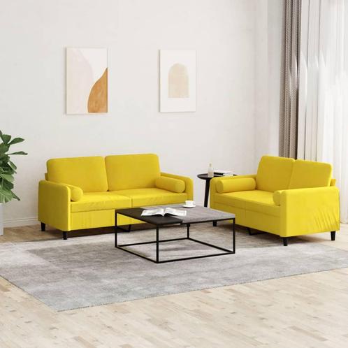 vidaXL 2-delige Loungeset met kussens fluweel geel, Huis en Inrichting, Zetels | Zetels, Nieuw, Verzenden