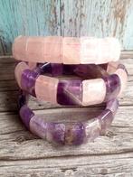 Amethist, Rozenkwarts - Kralenarmband - (3Pc), Verzamelen, Mineralen en Fossielen