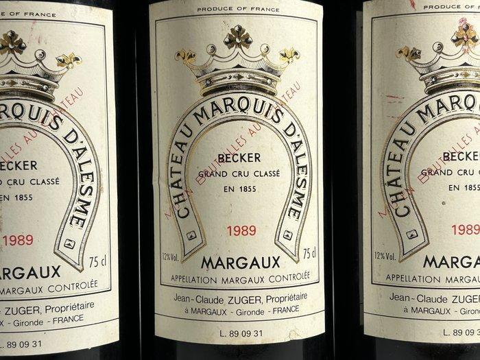 1989 Château Marquis dAlesme Becker - Margaux 3ème Grand, Verzamelen, Wijnen