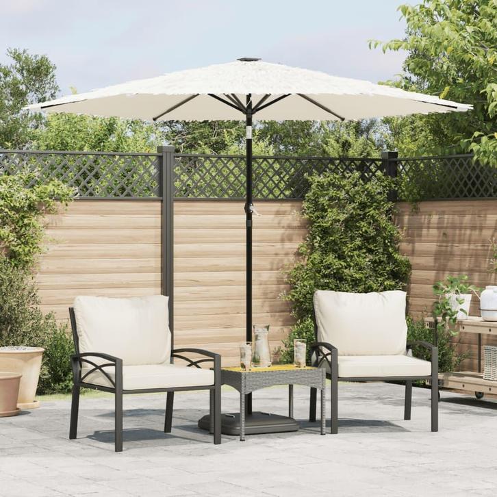 vidaXL Parasol met stalen paal 268x268x226 cm wit, Tuin en Terras, Parasols, Nieuw, Verzenden
