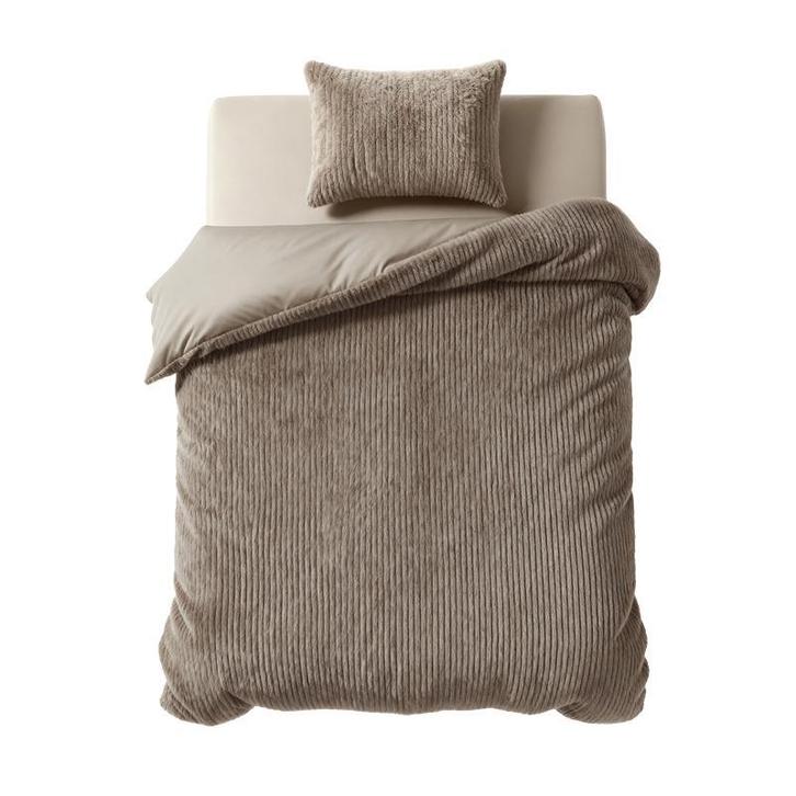 Faux Fur dekbedovertrek - taupe - 140 x 200/220 cm |, Huis en Inrichting, Slaapkamer | Beddengoed, Nieuw, Verzenden