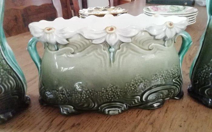 Lille Fives De Bruyn - Jardinière (3) - Garniture de, Antiek en Kunst, Antiek | Glaswerk en Kristal
