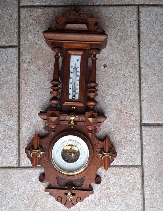 Barometer van massief mahonie - Hout, Glas, Brons - Zeldzaam, Antiquités & Art, Curiosités & Brocante