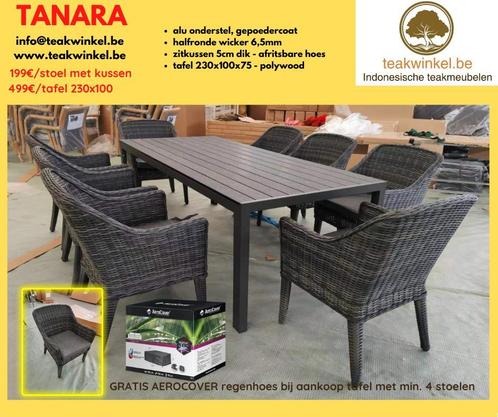 Tuinset TANARA (rechtstreekse import), Tuin en Terras, Tuinsets en Loungesets, Eettafel, Stoel, 8 zitplaatsen, Nieuw, Wicker, Tuinset