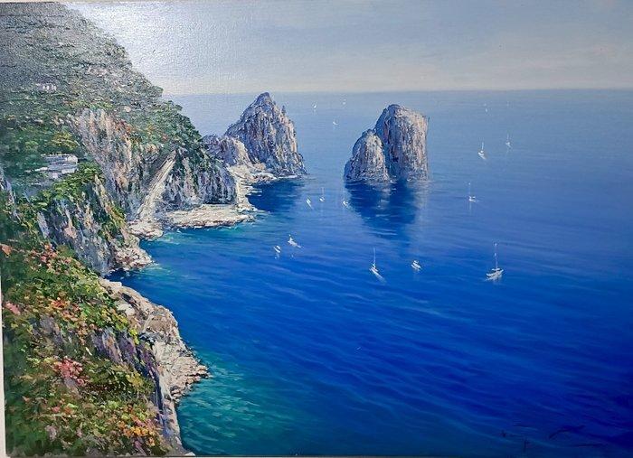 Vincenzo Caiazza (1977) - Faraglioni a Capri, Antiek en Kunst, Kunst | Schilderijen | Klassiek