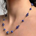Collier en lapis naturel, rondelle à disque, sphérique lisse