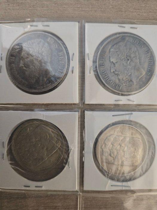 België. Collection Rare de 8 Pièces en Argent de Léopold II, Postzegels en Munten, Munten | Europa | Niet-Euromunten