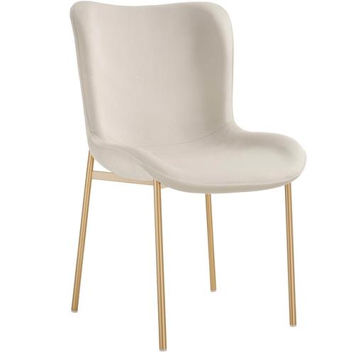 tectake Gestoffeerde stoel Tessa - Fluweellook beige/goud, p, Huis en Inrichting, Stoelen, Verzenden