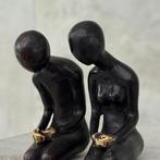 Sculpture, NO RESERVE PRICE - Bronze sitting couple - Bronze