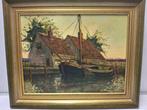 Dirk Jansen (1878-1952) - Boot voor huis aan de kade