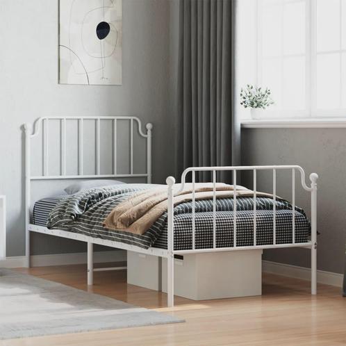 vidaXL Bedframe met hoofd- en voeteneinde metaal wit 90x200, Huis en Inrichting, Slaapkamer | Bedden, Nieuw, Verzenden