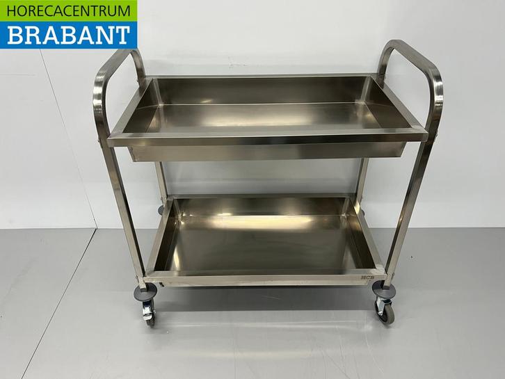 Chariot de service en acier inoxydable 2 bacs 95 cm, Zakelijke goederen, Horeca | Overige, Verzenden