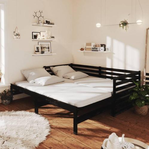 vidaXL Bedbank uitschuifbaar massief grenenhout zwart, Huis en Inrichting, Slaapkamer | Bedden, Nieuw, Verzenden