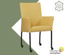 Leren eetkamerstoel Comfort met wieltjes en armleuning -, Huis en Inrichting, Stoelen, Overige kleuren, Nieuw, Leer, Ophalen of Verzenden